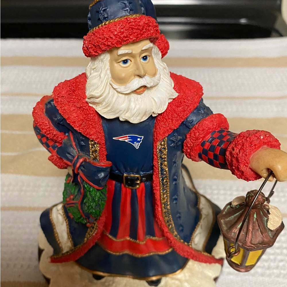 The Memory Company Olde World Santa New England Patriots Figurine Red/White/Blue